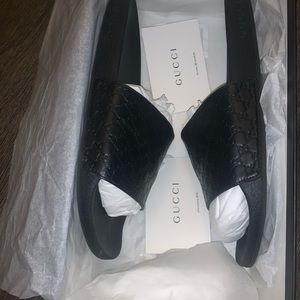 GUCCI GG Microguccissima Womens Slide Sandals 9 Black